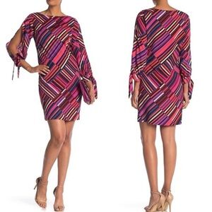 Trina Turk Size L Jaxon Geometric Bright Patterned Coloured Shift Dress